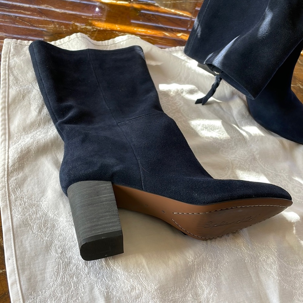 Denim blue suede boots. Worn once!!!